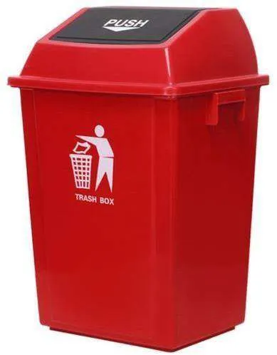 Basurero Trash Box rojo con tapa push y bolsas de basura Bolmax Jumbo 66 galones - imagen 1